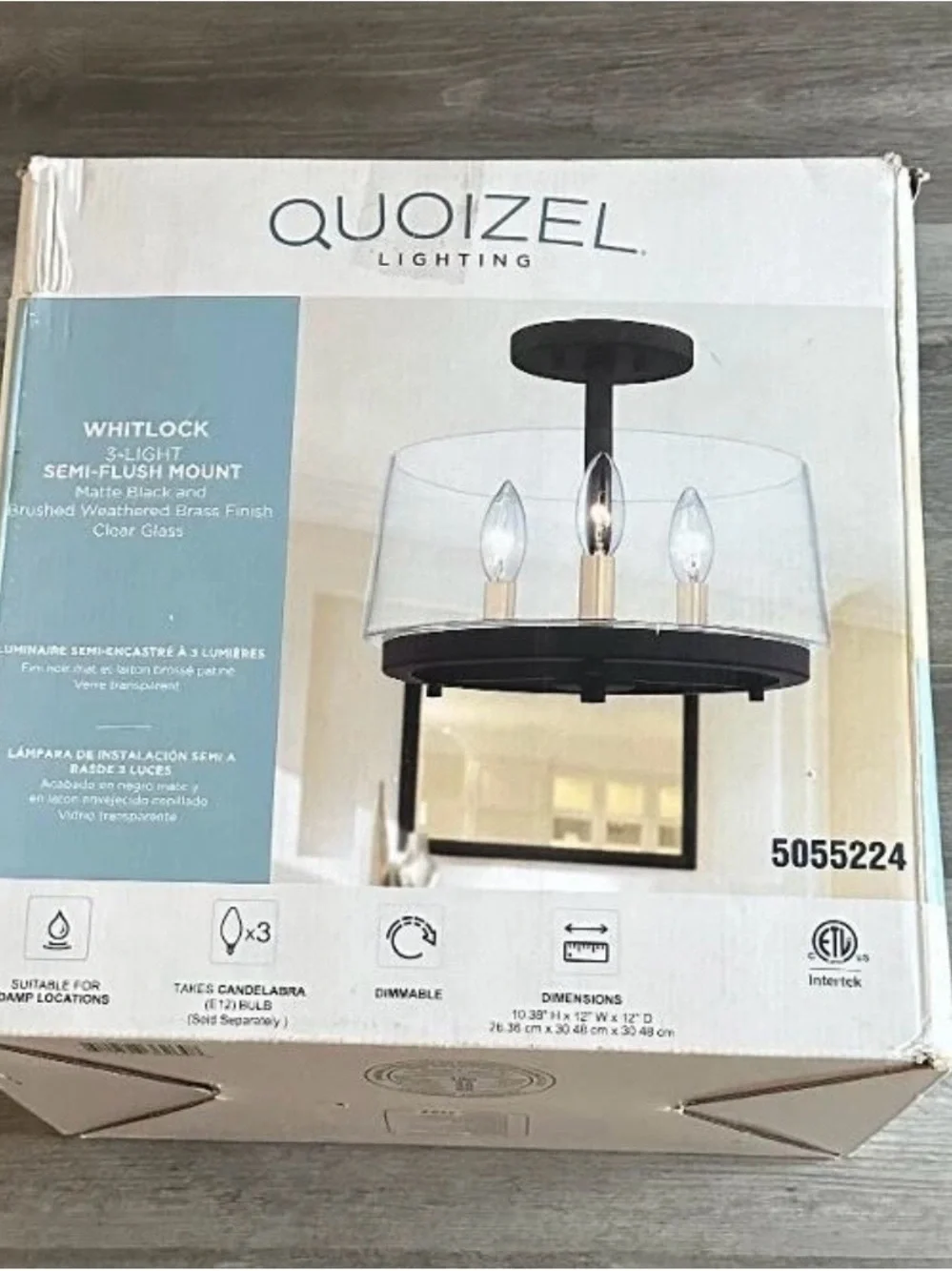 Modern 3-Light Semi-Flush Mount Chandelier in Oil-Rubbed Bronze and Gold